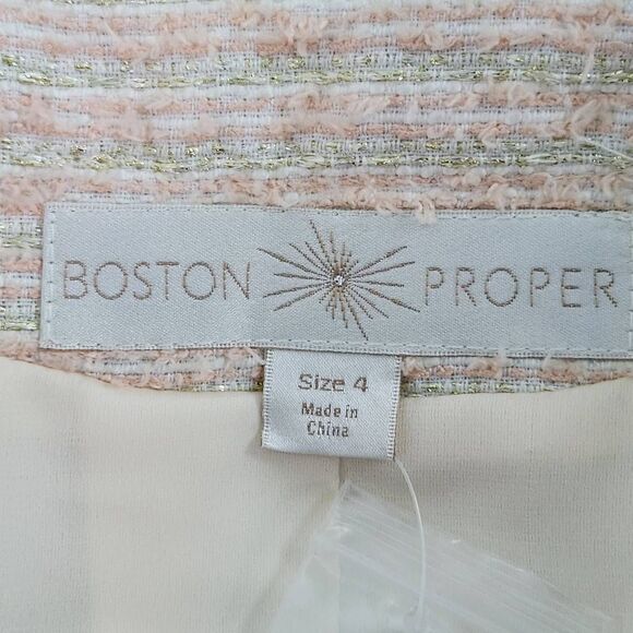 Boston Proper Pink and Cream Tweed Blazer with Shoulder Cutouts Size 4 NWOT - Picture 9 of 13